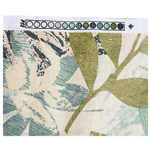 Richloom Screen Print Fabric With Leaf Design Green Blue Tropical Leaves 1.25 YD - Picture 5 of 6